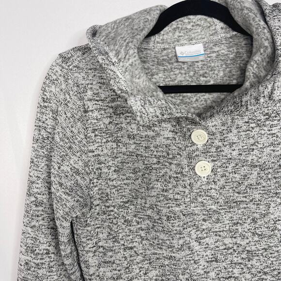 Columbia Womens XSmall Gray Darling Days Pullover Sweatshirt Fleece Button Hood - Picture 5 of 9